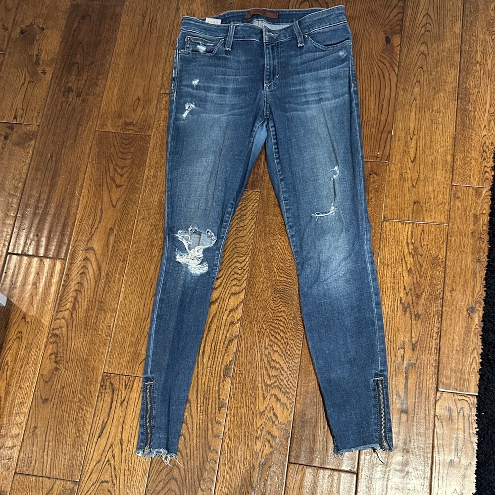 Joe's Jeans Distressed Blue Skinny Jeans with Ankle Slits
